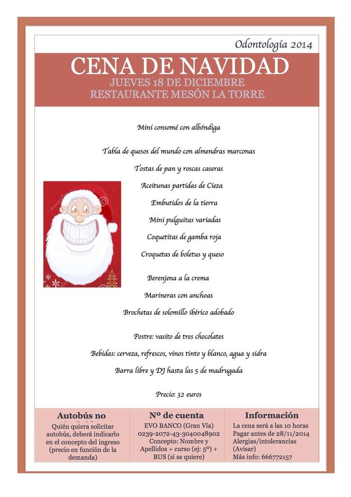 OdontoMurEnfure's tweet photo. Nuestra cena de Navidad se acerca...¡¡¡ESTÁS TARDANDO EN APUNTARTE!!!Contamos con vuestra presencia,será inolvidable! http://t.co/kQA1L4jhTC