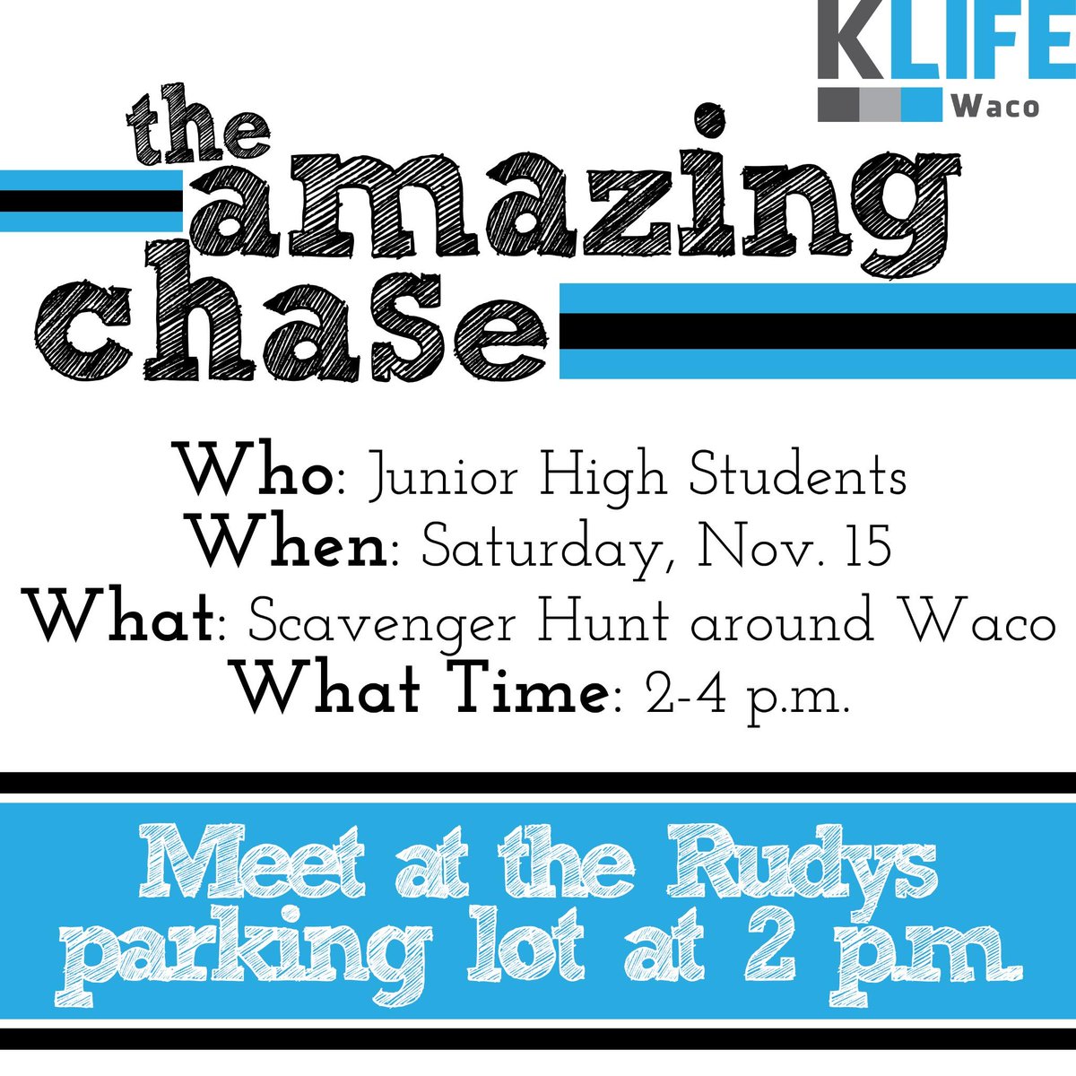 wacoklife's tweet photo. LOOK OUT Junior High Students! Amazing Chase is THIS Saturday from 2-4pm. #chasingamazing #bundleup http://t.co/9qcgslGGs8