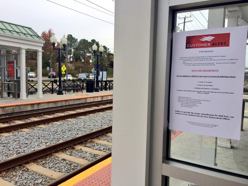 gohrt_com's tweet image. Have you seen this customer alert posted at The Tide stations? #hrttide #customeralert #hrva