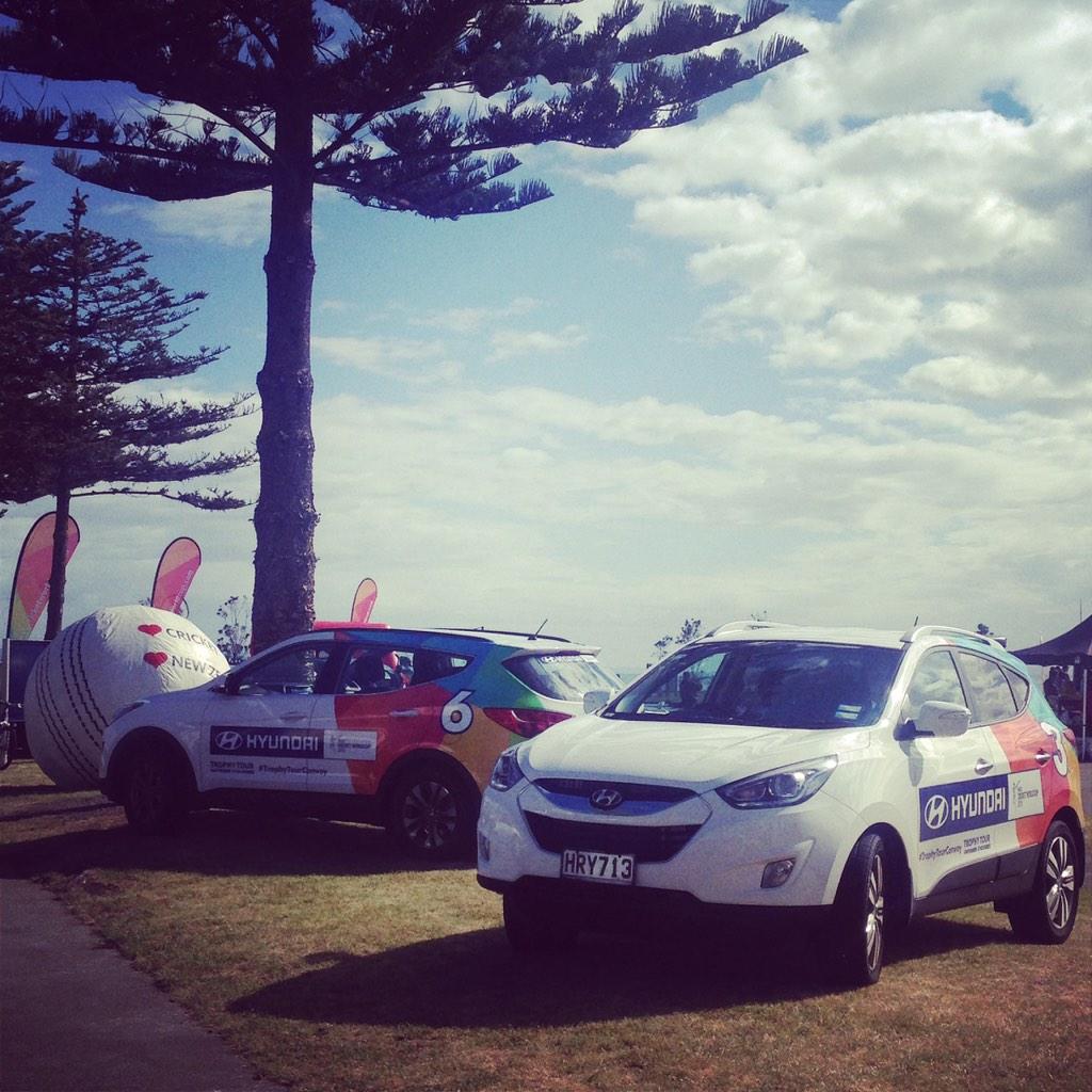 BayswaterHB's tweet photo. @HyundaiNZ great to see the impressive fleet of Hyundai's roll into Napier bringing the #cwctrophytour http://t.co/JPaNCxEgZj