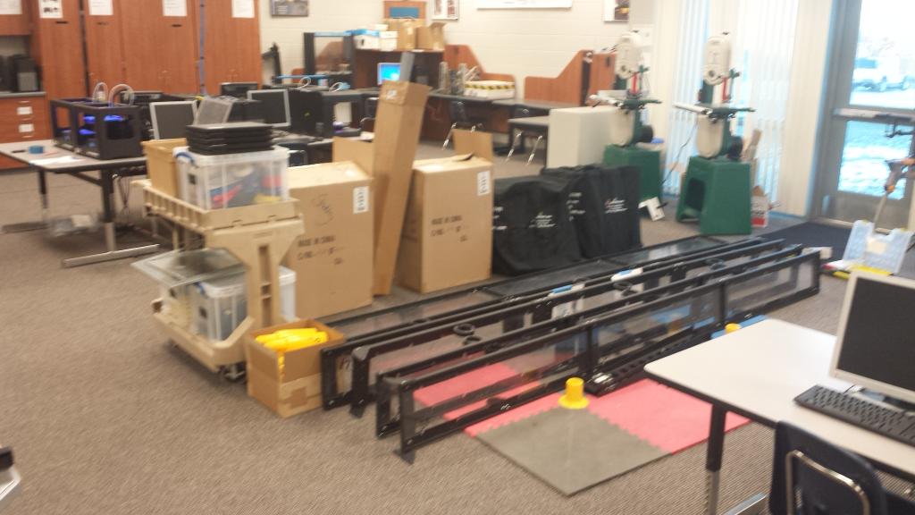 rstribley's tweet photo. Most of the equipment ready to move for 24 team robot competition Saturday. @PLSHSTitans #plsRobotics http://t.co/FrseYeHK7q