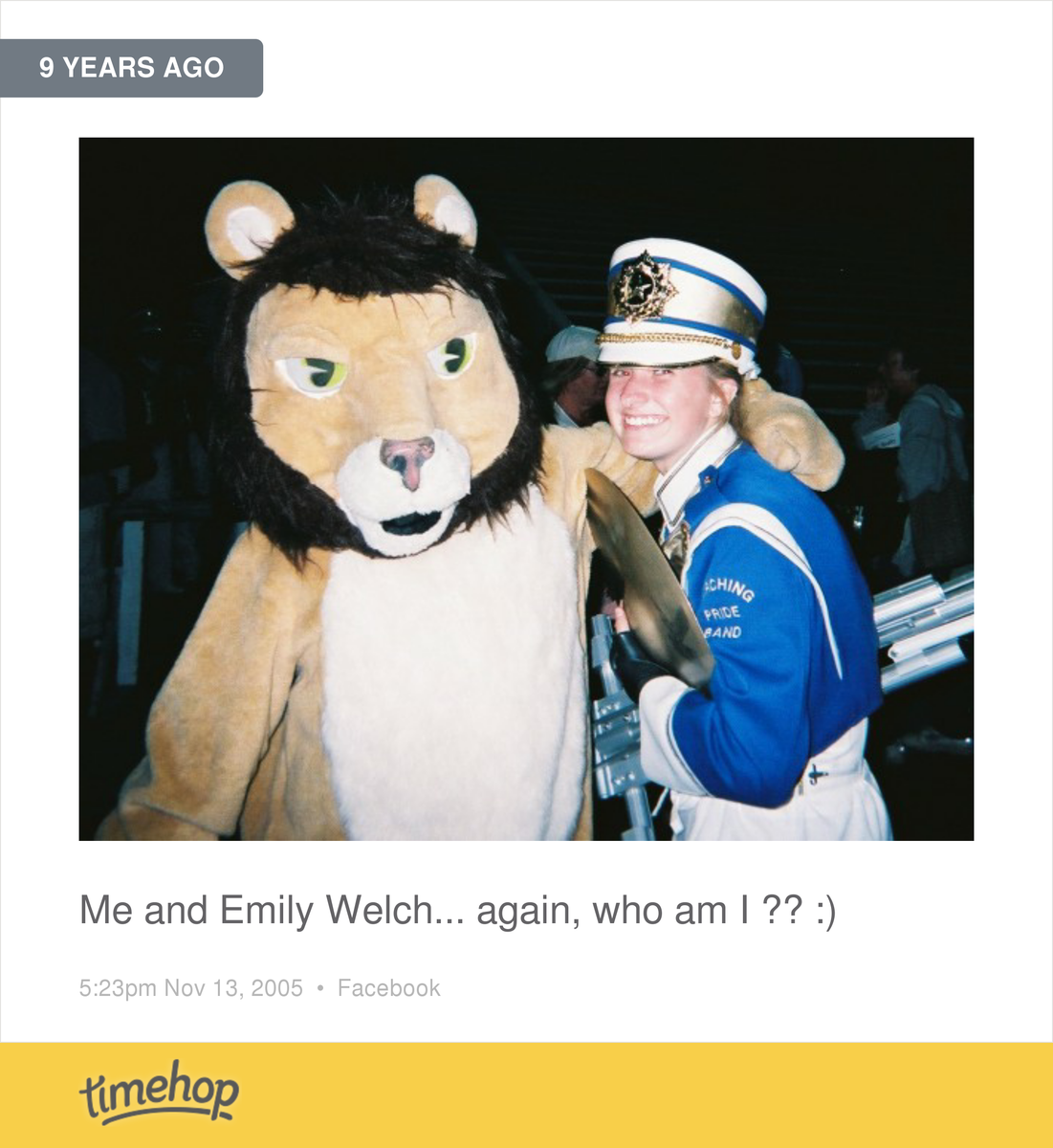 emilytrulove's tweet image. #tbt to our college days! #fall03 #LuckyTheLion #Pride #Drumline @ckuzov @tamuc_percussion @tamucalumni @tamuc