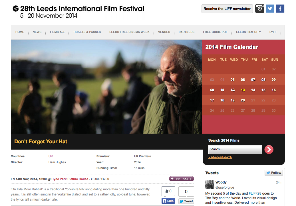 liam_hughes's tweet photo. Making our UK premiere tomorrow just down the road from where we shot in Ilkley! #LIFF28 #shortfilm #festival #proud http://t.co/mNpF6lEcjr