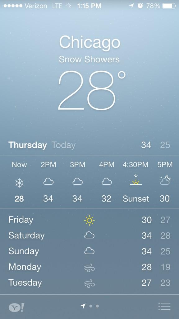SLowe989's tweet photo. "Oh hey it looks like it's going to warm up later on!"
"Oh yeah? To what?
"32 degrees"
😑 http://t.co/ce0mESso1W