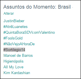 WilliamLevySBT's tweet photo. #Sortilegio14 Nos Trends Brasil π http://t.co/ZAlkaOaWFb