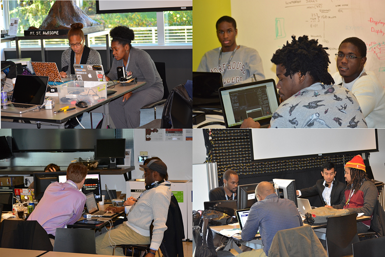 Jcaret2's tweet photo. Day 2: UAF Teams are in the zone...actually in the @Microsoft Garage! @SpelmanCollege #spelmanstem #BeU http://t.co/hVYvqiHTIn