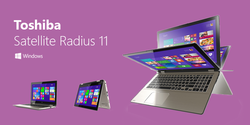 Windows's tweet photo. 5 modes, fanless design and "flip &amp; fold" hinge. Meet the new @Toshiba Satellite Radius 11. http://t.co/gVSImNqYC5 http://t.co/cV5vdxnThe