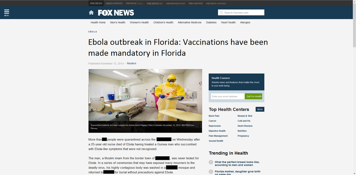 bentower99's tweet photo. Ebola in Florida... Mandatory vaccinations #EbolaOutbreak #EbolaFlorida http://t.co/Tcwpj8VTOY