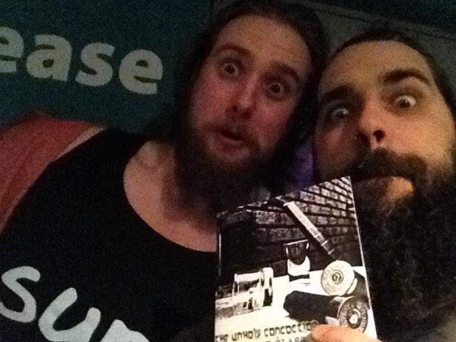 At the gig in Darlington - Gav displays his copy of the new <a href="/TUCMetal/">TheUnholyConcoction</a> EP with birthday boy James from #TUC