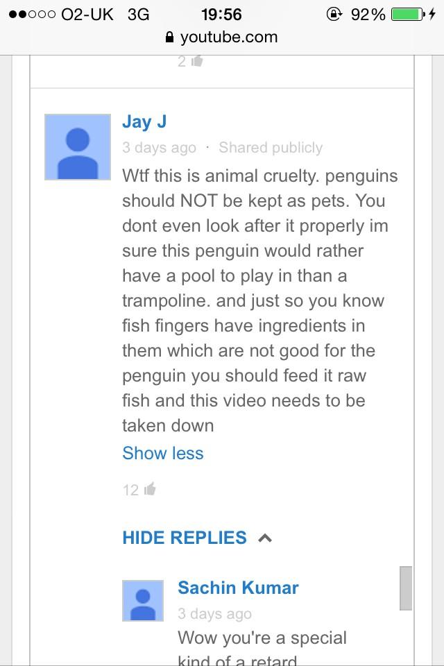 HenrySparrow's tweet photo. Some people's YouTube comments on the new John Lewis christmas advert are just so ill it's funny #montythepenguin http://t.co/1ReSe6NHLT