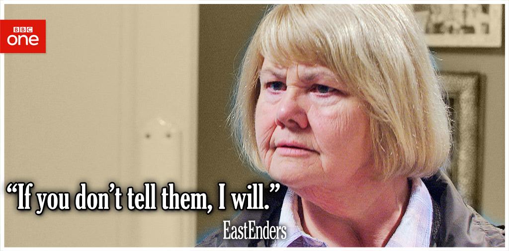 bbceastenders's tweet photo. Aunt Babe's not to be trifled with, but should Stan take her ultimatum seriously? http://t.co/eItafHQ3Pm