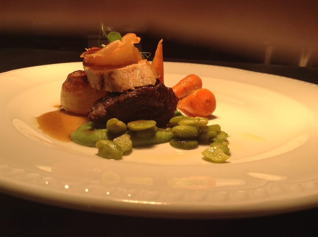 Roast Tenderloin of Pork, Braised Cheeks, Crackling &amp; Pea Purée
Thursday Night Tasting Menu #theplacetoeat