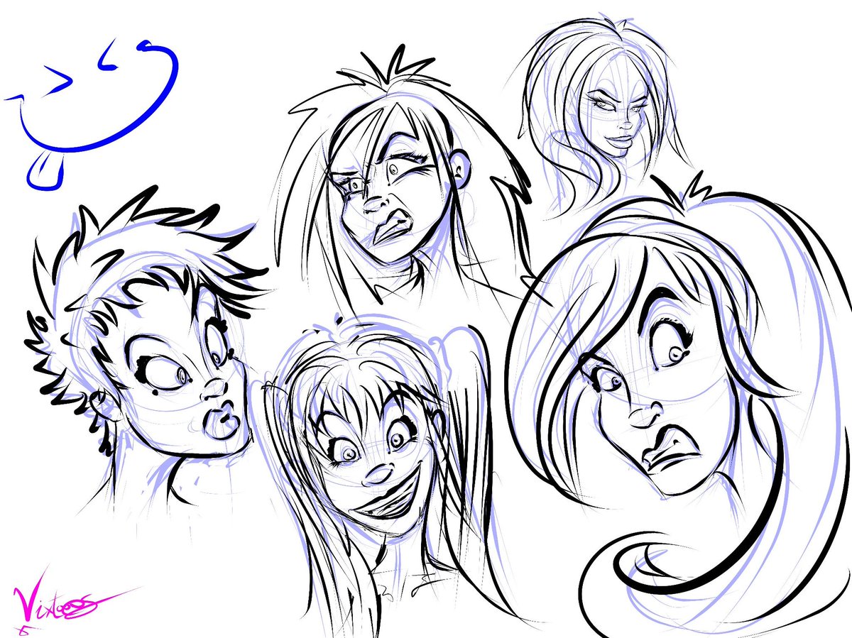 playing with facial expressions, rough practice work #illustration #digitalart #irishbizparty #practiceneverends