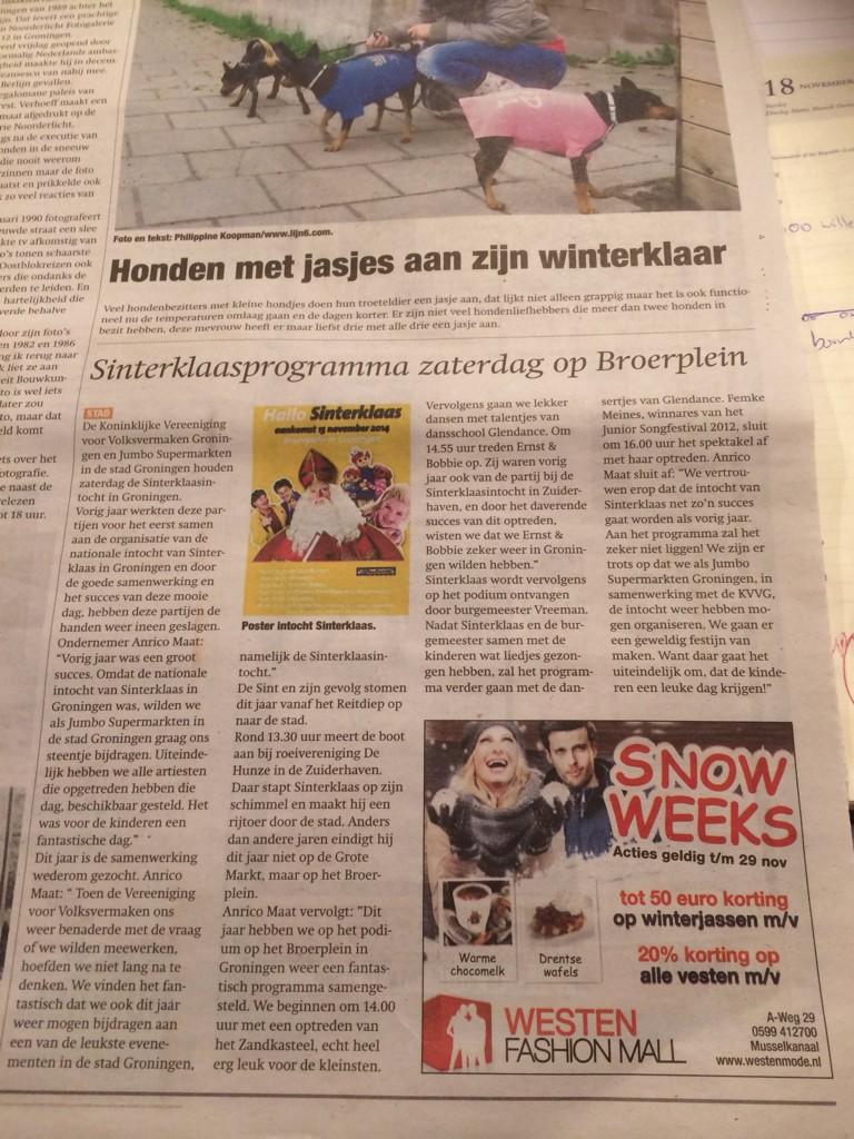 Redactioneel stuk in Gezinsbode over bijdrage Jumbo Sint intocht. Trots om #Groningen beter op de kaart te zetten!