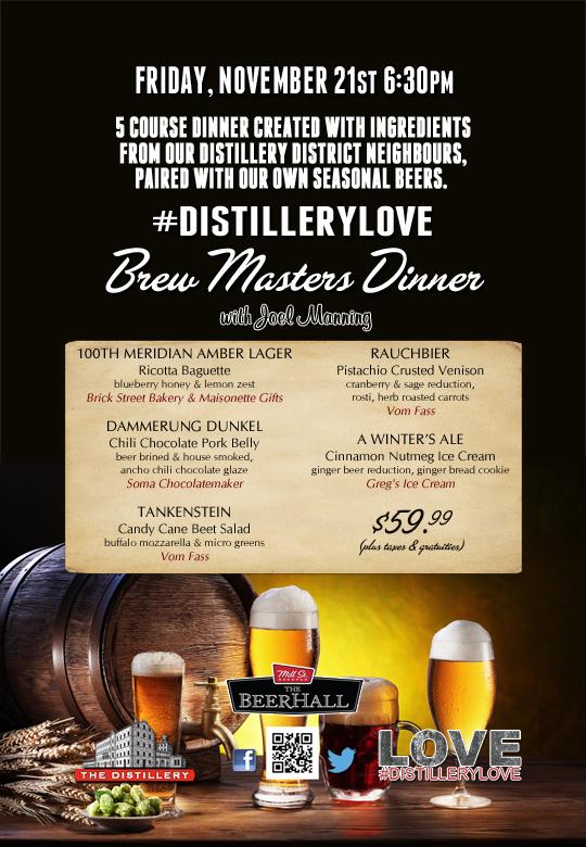 Our #DistilleryLove Brewmasters Dinner is Next Friday! #RT to Win a Pair Of Tickets! @DistilleryTO @MillStreetBrew