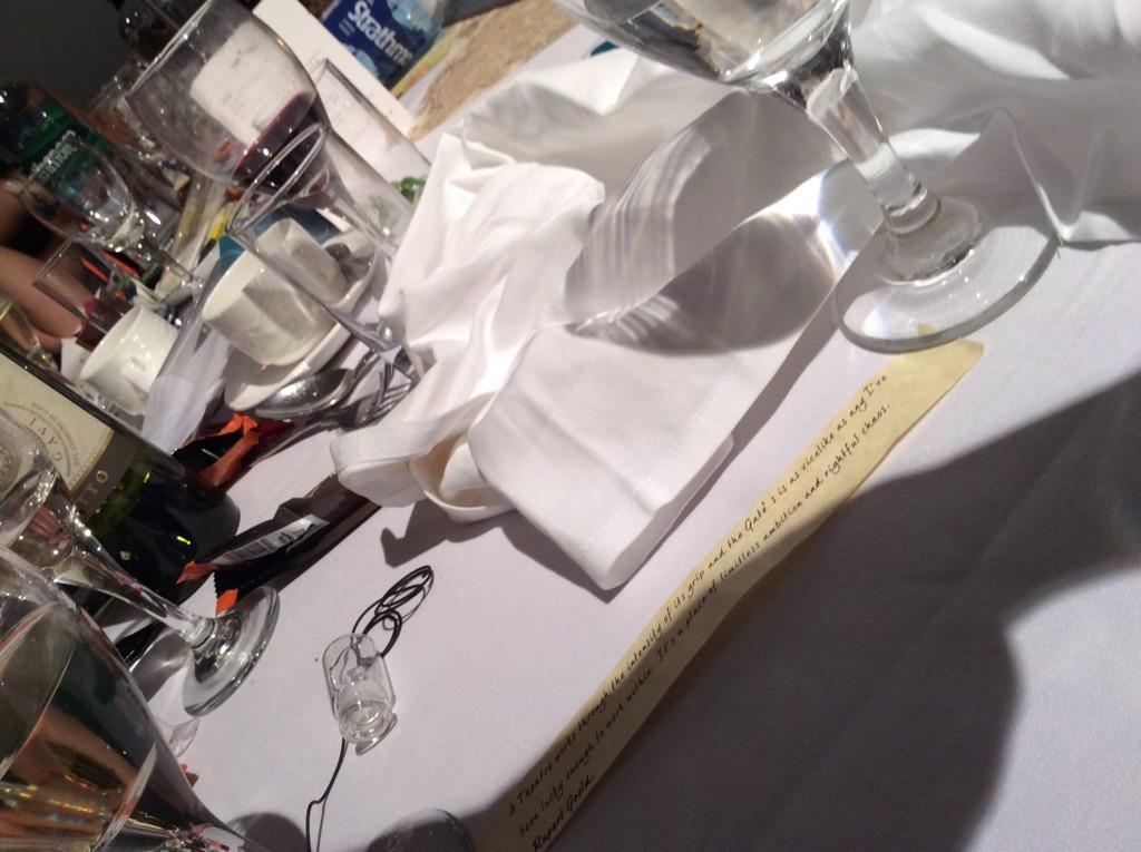 KateMaltby's tweet photo. Ooh! @rupertgoold has left me a message in a bottle at @gatetheatre's celebration #gategala http://t.co/Z5tHbngTwL