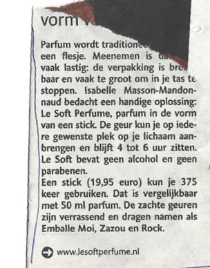 parfumstick's tweet photo. Wat leuk Le Soft Perfume in Dagblad De Limburger..
http://t.co/v0Ntdcqqjw http://t.co/Y6QTpKgVy4