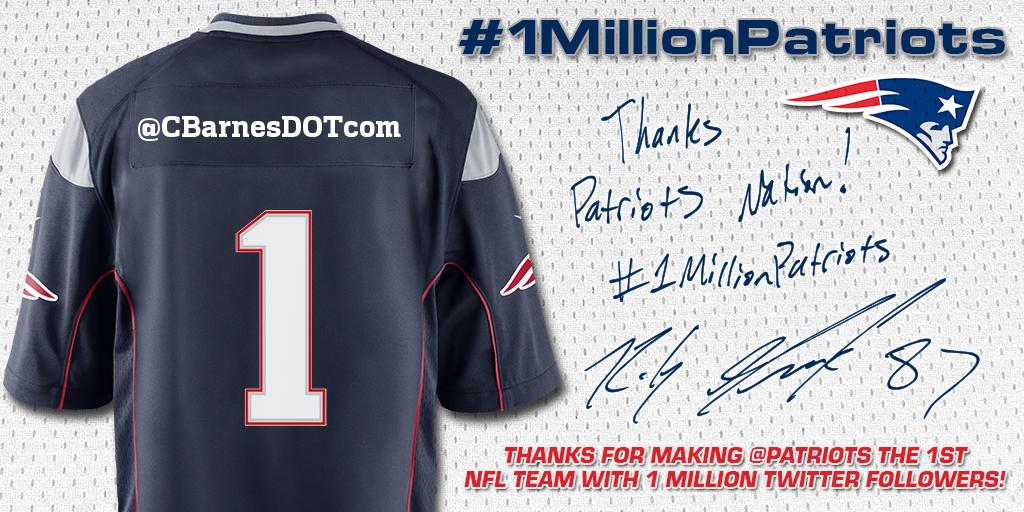 New England Patriots We Re Saying Thanks To Patriots 1million Followers W Custom Digital Pats Jerseys Rt For Yours 1millionpatriots Http T Co U2sfidcb9e