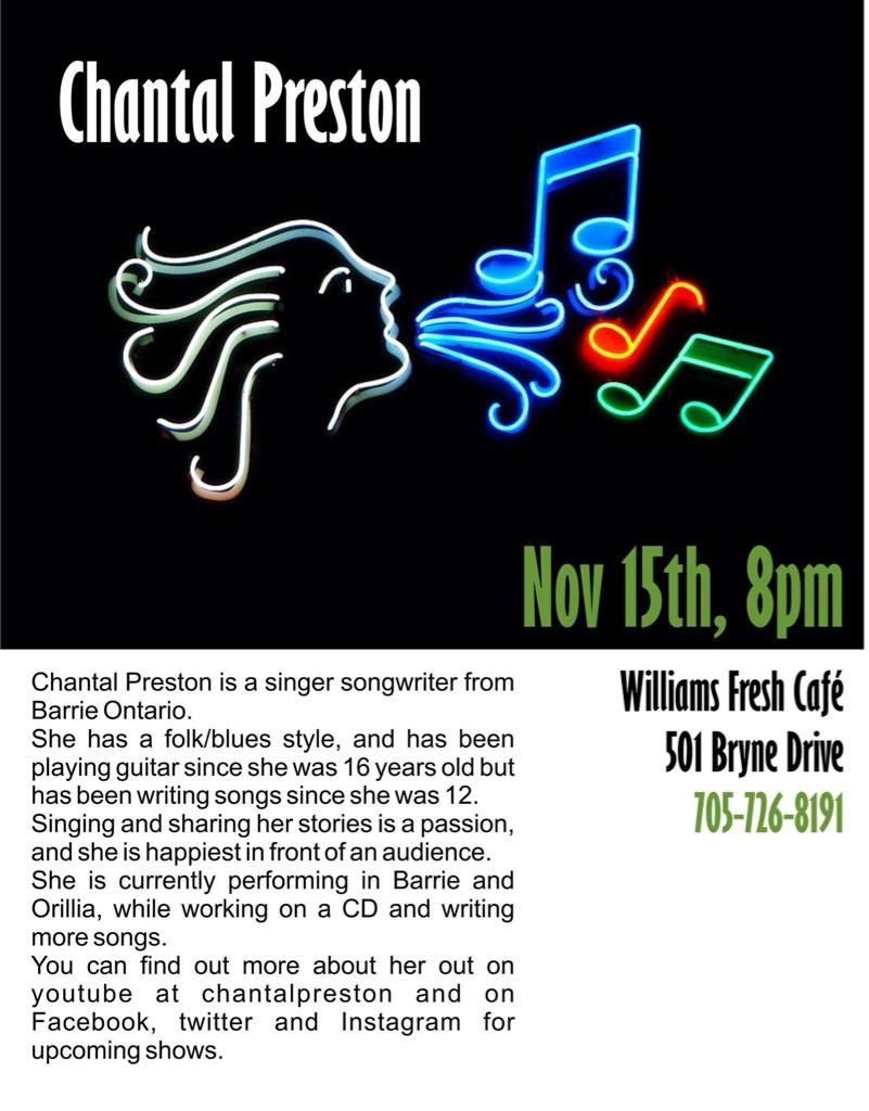 OPEN MIC tomorrow night at the cafe and Chantal Preston Saturday! Gonna be a fun weekend-come and join us!