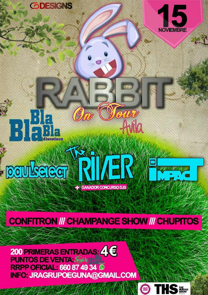 RabbitMadrid's tweet photo. Ya no queda nada para #RabbitOnTourAvila @TheRiverDj @PaulSelectMusic @ImpactMusicES @OficialVicious http://t.co/VWeW2uRwUW