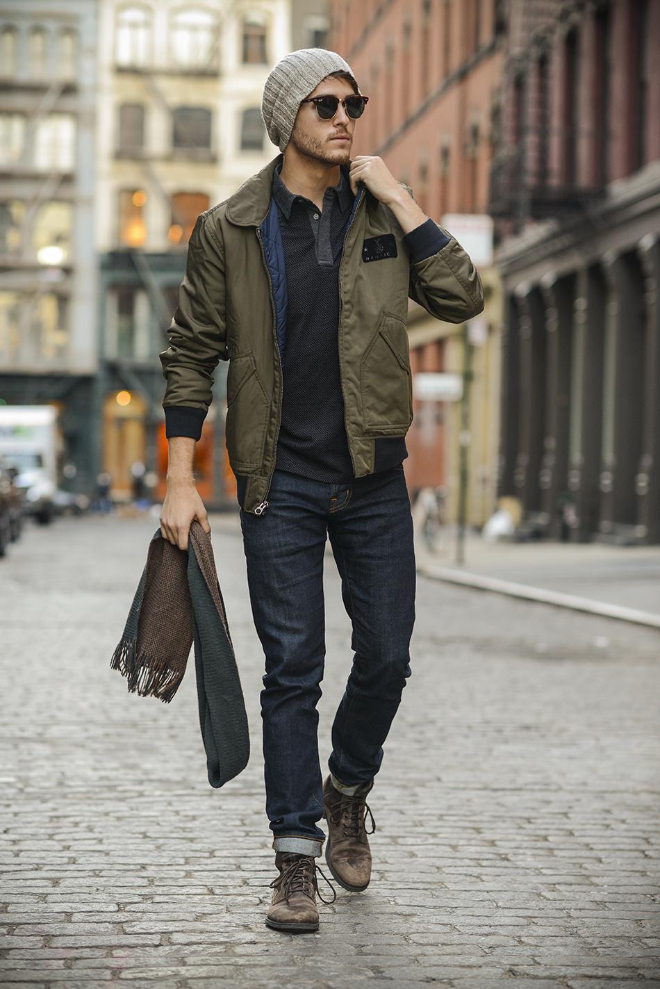 Nautica leather 2025 bomber jacket