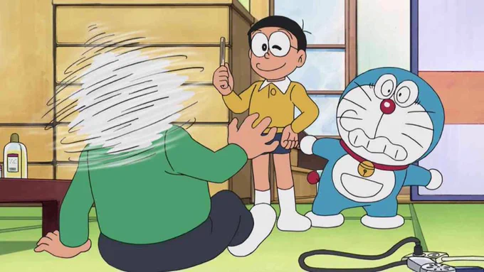 【アニメ情報】今夜７時は『ドラえもん』！  『台風トラップと風蔵庫』で台風の一部をつかまえたドラえもん。ところが、のび太の体にミニ台風が巻き付いてしまい… #ドラえもん 