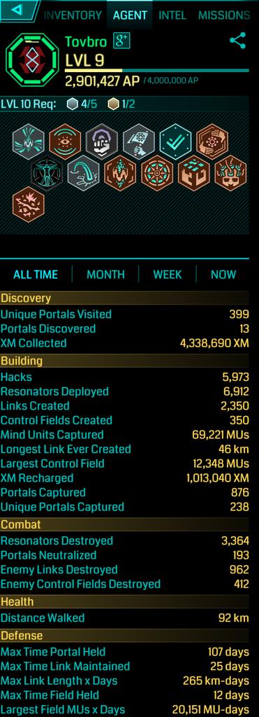 Tovbro's tweet photo. My #Ingress agent profile. Lvl 9 langt om længe http://t.co/Ma4nyCDudE