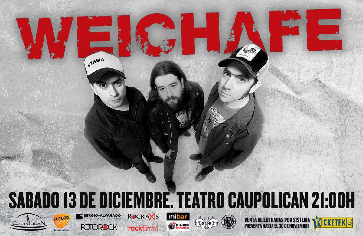 A 1 mes exacto para el regreso en vivo más esperado del rock chileno, WEICHAFE! 13 DIC. on.fb.me/1sKC0f9 #corta