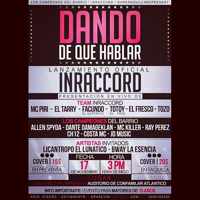 JdMusicPro's tweet photo. De nuevo el combo más pesado de la Costa #LCDB e #Inracor. Vendo 5 boletas info wapp: 3135146703 #ProStudio http://t.co/Q9hBOdkmJc