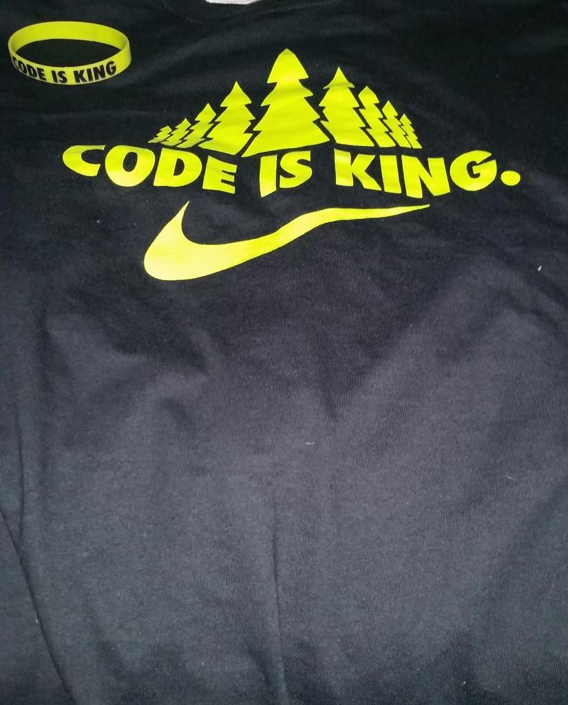 ryanhodgson's tweet image. SXSW has turned me into a swag snob, only thing coming back from #reInvent. @nike #codeisking shirts.