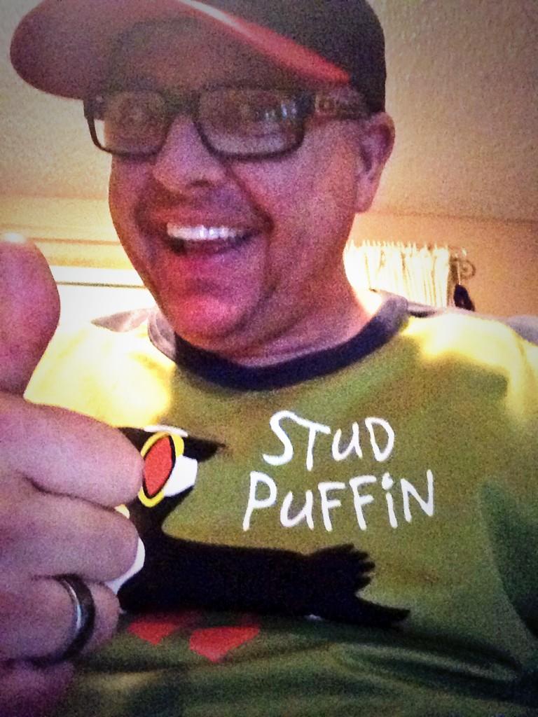 Burkeeboy's tweet photo. I got new jammies!! Thanks @Burkeegirl #studpuffin #stalbert http://t.co/D2fsF3F3Fh