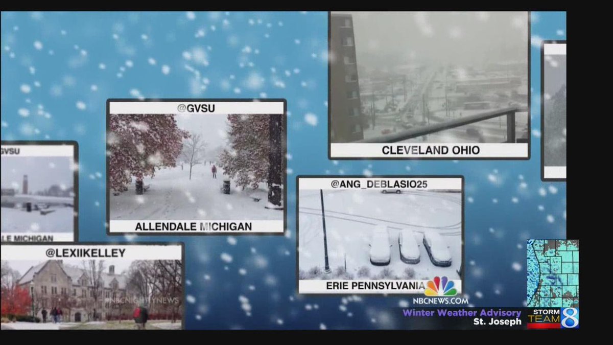 wx8's tweet photo. A lake effect snow pic by @GVSU in Allendale made @NBCNightlyNews on @WOODTV tonight! Screencap: http://t.co/eogmuEWAM8