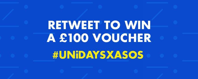 MyUNiDAYS's tweet photo. RT TO WIN! Retweet NOW to win a £100 @ASOS voucher in celebration of the 20% off student event! #UNiDAYSXASOS http://t.co/7JHSyavjoo