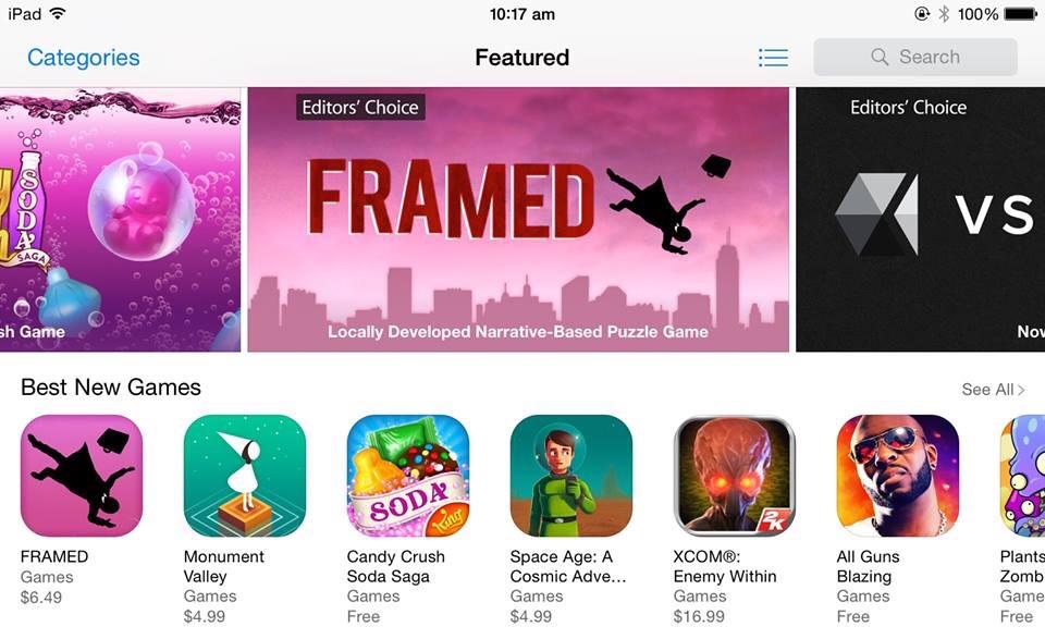 FRAMED is Apple's Editors Choice!