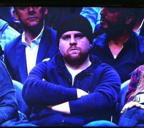 LCB_9's tweet photo. Philadelphia Kessel is not pleased with the 4 burger limit at the Raptors game #barrel @CBritz16 @odognine2 @Shitiots http://t.co/OGdj96ELTa