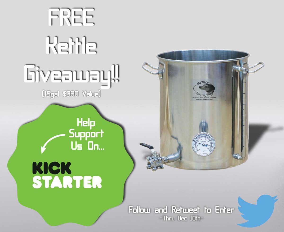 SpikeBrewing's tweet image. Kettle giveaway to promote our KickStarter campaign. Follow&amp;amp;Retweet to enter!

KickStarter: kck.st/114SRD7