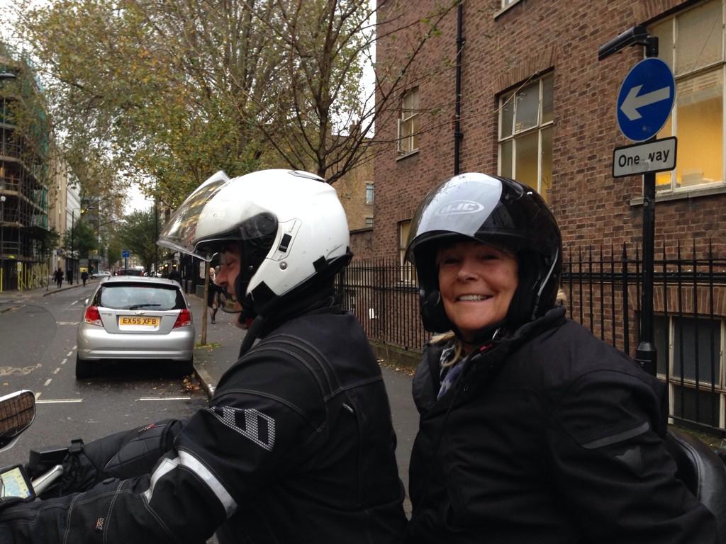 LindaRobson58's tweet photo. Nannylinda getting on her #limobike with the lovely Allan to get to @BBCCiN yesterday so exciting best way to travel http://t.co/XdKP7Pw9JG