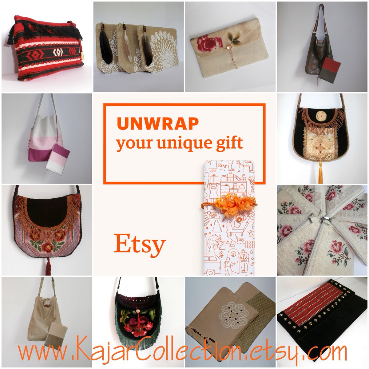 Unwrap your unique gift! #handcraftedbags #KajarCollection #Etsy KajarCollection.etsy.com