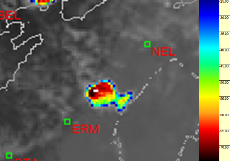CPowellWX's tweet photo. IR10.8 satellite image of the #tsorm that produced the #Tornado near #Carolina. © @eumetsat @gerriekeyser http://t.co/GTAmFK1zkK