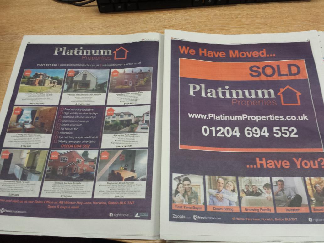 tinahoyle's tweet photo. @platinum_info loving the double page advert in today's @TheBoltonNews property guide #ExcellentAgent http://t.co/OAQhmDdm8x