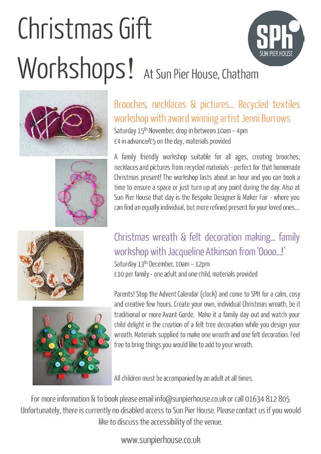 While the <a href="/BespokeMedway/">Bespoke Medway</a> fair is on tomorrow try Jenni's workshop <a href="/SunPierHouse/">Sun Pier House</a> making felt and brooch gifts. Lovely!