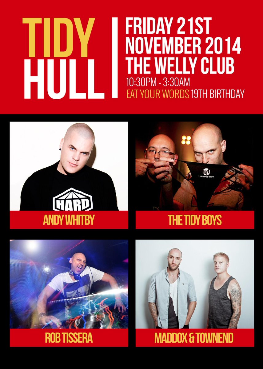 djsamtownend's tweet photo. Next Wk! @TidyOfficial hits #Hull @DJANDYWHITBY @TheTidyBoys @RobTissera @paulmmaddox + more http://t.co/UfyNpapBLp http://t.co/PuWvlk2Hgw