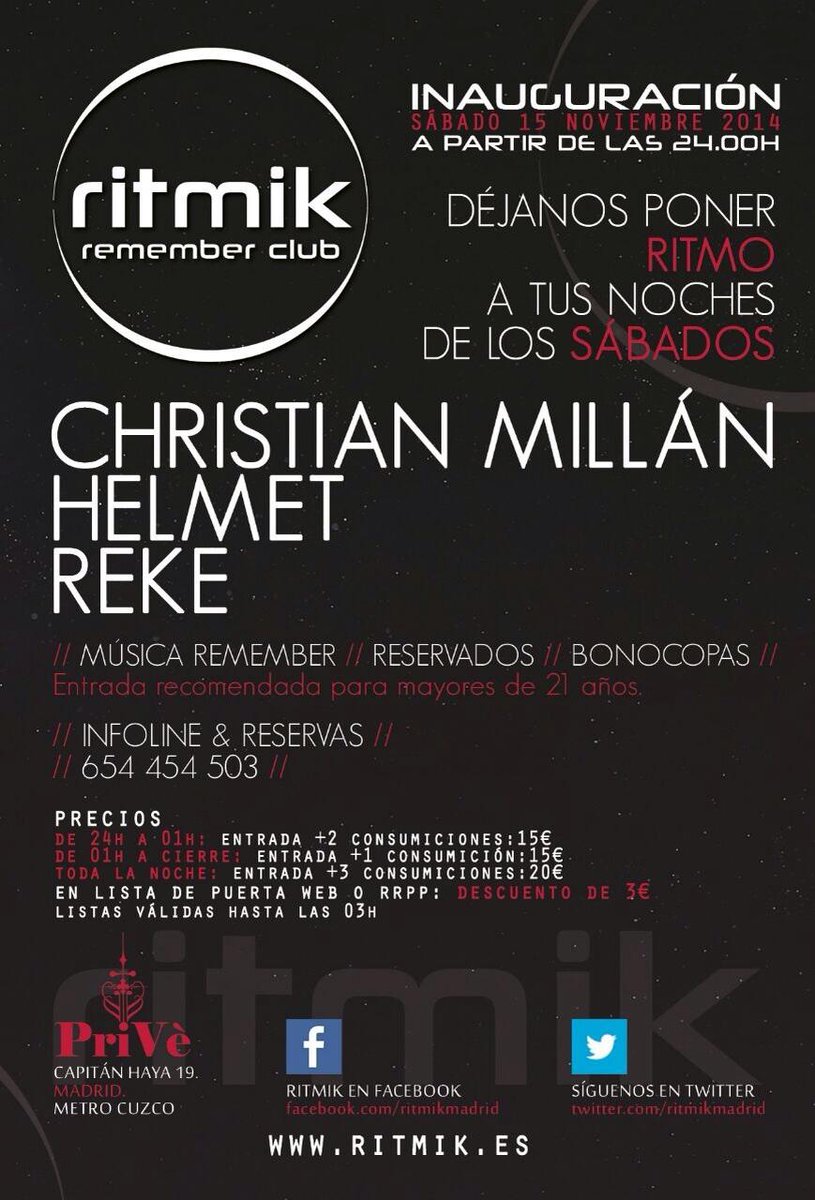 Mañana te esperamos en la gran inauguración de ritmik apuntante ya en lista  617220311os esperamos!!