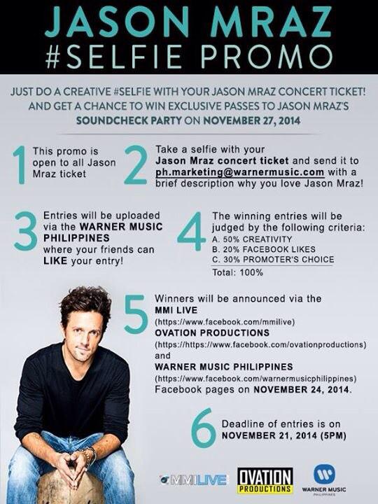 ovationprod's tweet photo. We know that you won't give up on Jason Mraz!
Get a chance to win a SIGNED album or a Soundcheck Party pass!👍 http://t.co/QE8xyGESuw