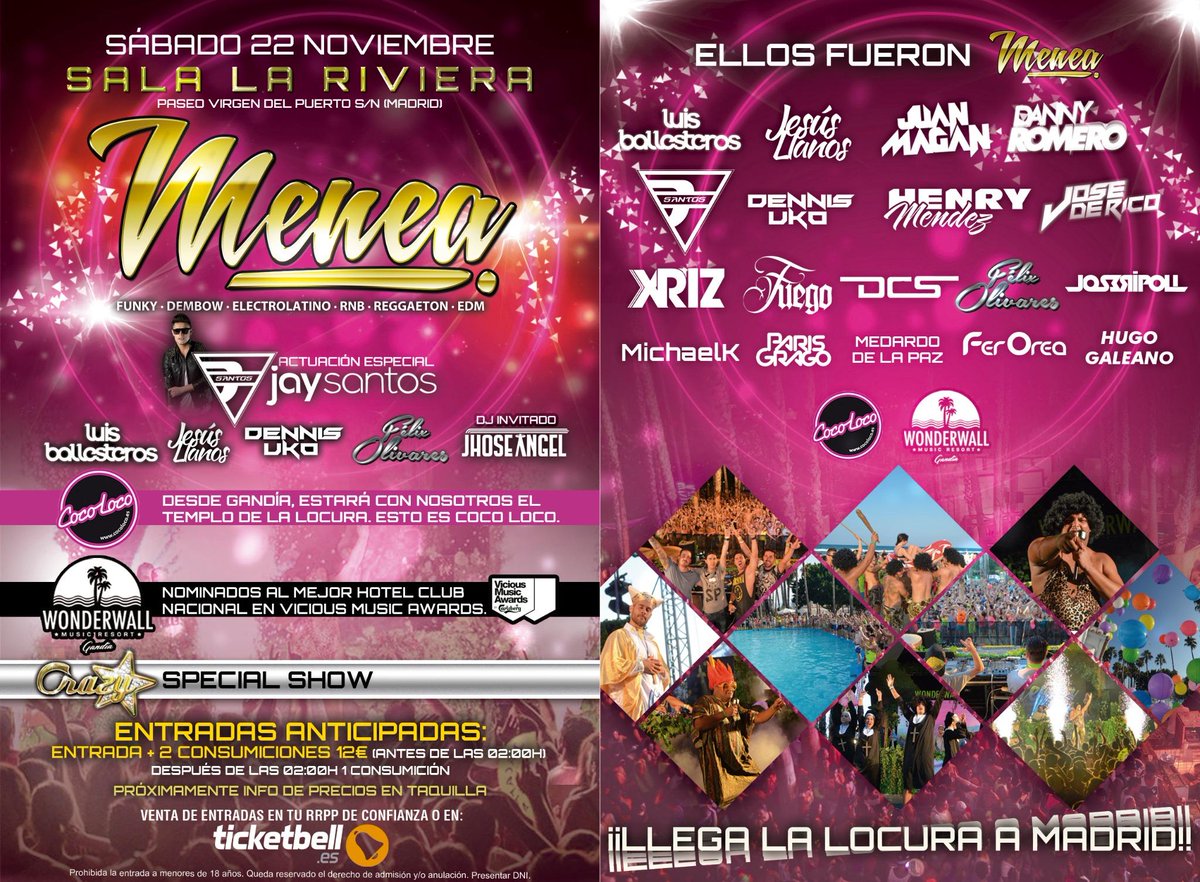 MeneaParty's tweet photo. CALENTANDO MOTORES !! SÁBADO 22 @DennisUko @BeyouMadrid @Jesusllano @LuisBallesDJ @OlivaresFelix @SalaLaRiviera http://t.co/nGLDBAOxEI
