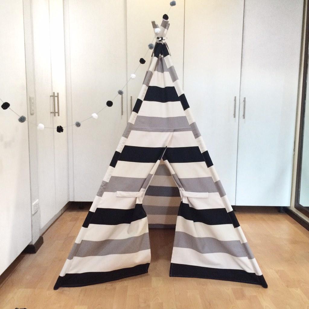DomesticObjects's tweet image. Black white and cream #teepee #playtent by #domesticobjects #ChristmasIsComing #handmade #handmadeholiday #etsy