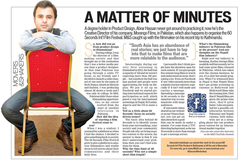 MorangoTweet's tweet photo. Here's what @abrarulhasan Filmmaker &amp; Creative Director of @morangofilms spoke 2 M&amp;S #mnsinterview #Nepal #SouthAsia http://t.co/GtEN3e9ifI