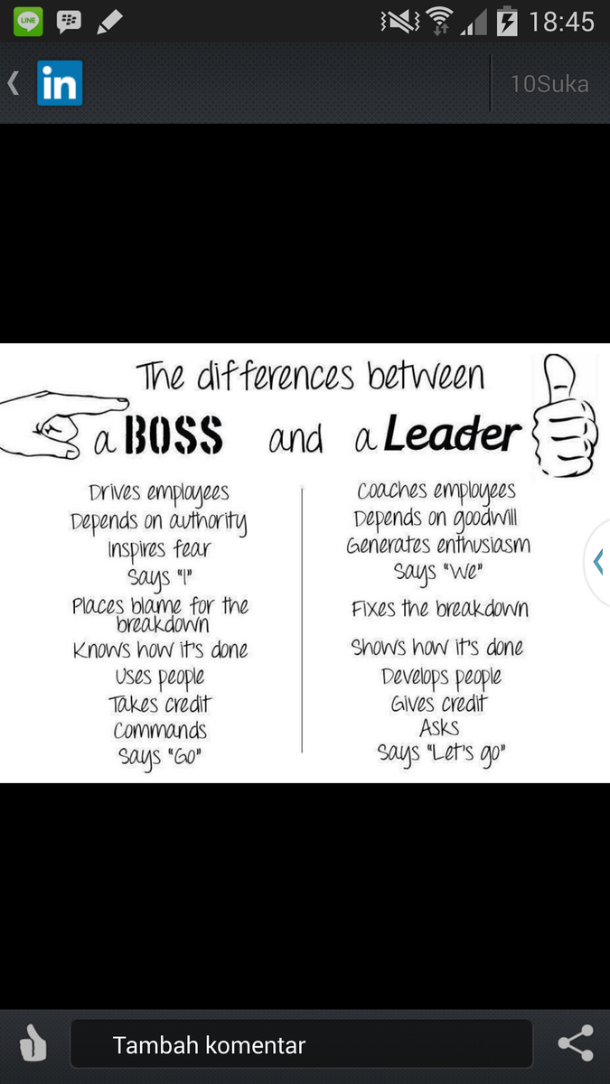 iwanhaloho23's tweet photo. Leader VS Boss http://t.co/LAzW2FkSYx