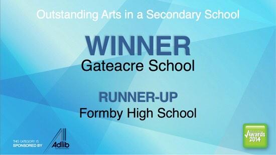 EducateAwards's tweet photo. #OutstandingArts Secondary School Award goes to... @GateacreSchool @GateacreDrama #EA14 Congrats! http://t.co/cq3QoPG646