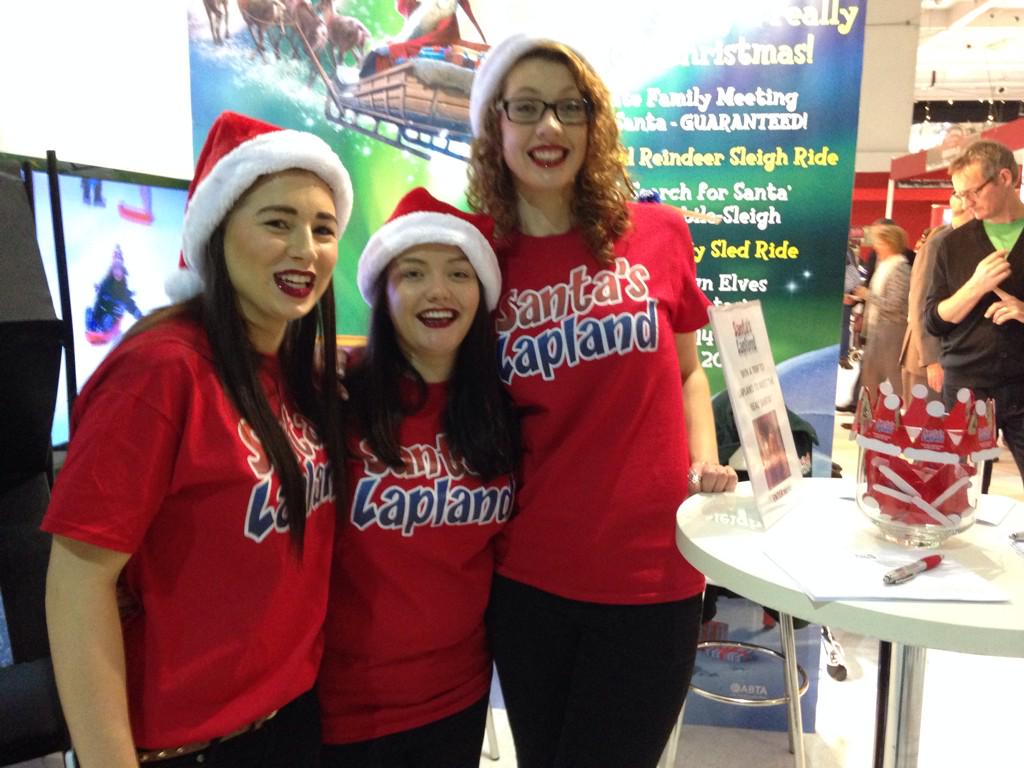 LouNewtonTravel's tweet photo. Who wouldn't buy a dream trip 2 Santa's Lapland from these three? @SantasLapland #ihsxmas Cu tomorrow? @catedwards28 http://t.co/8zHFxQKaev